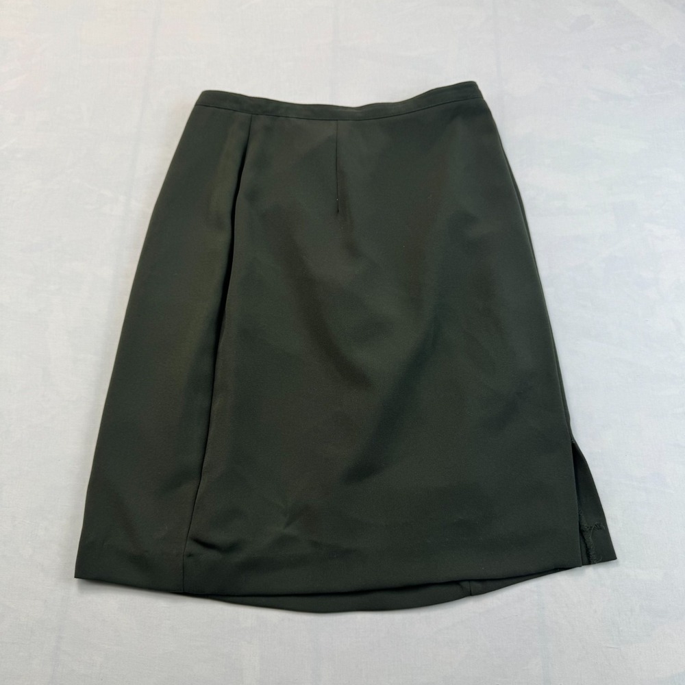 Vintage Isaac Hazan Straight & Pencil Skirt Womens 6 Green Lined Side Vented